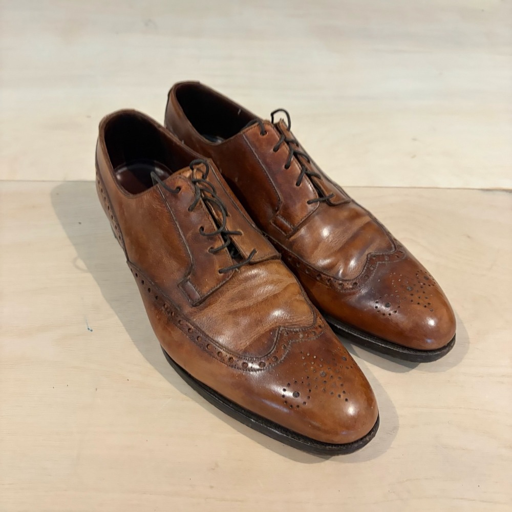 Crockett & Jones Wingtip Derby Men 10 Brown Leather Brogue Shoes England Crafted